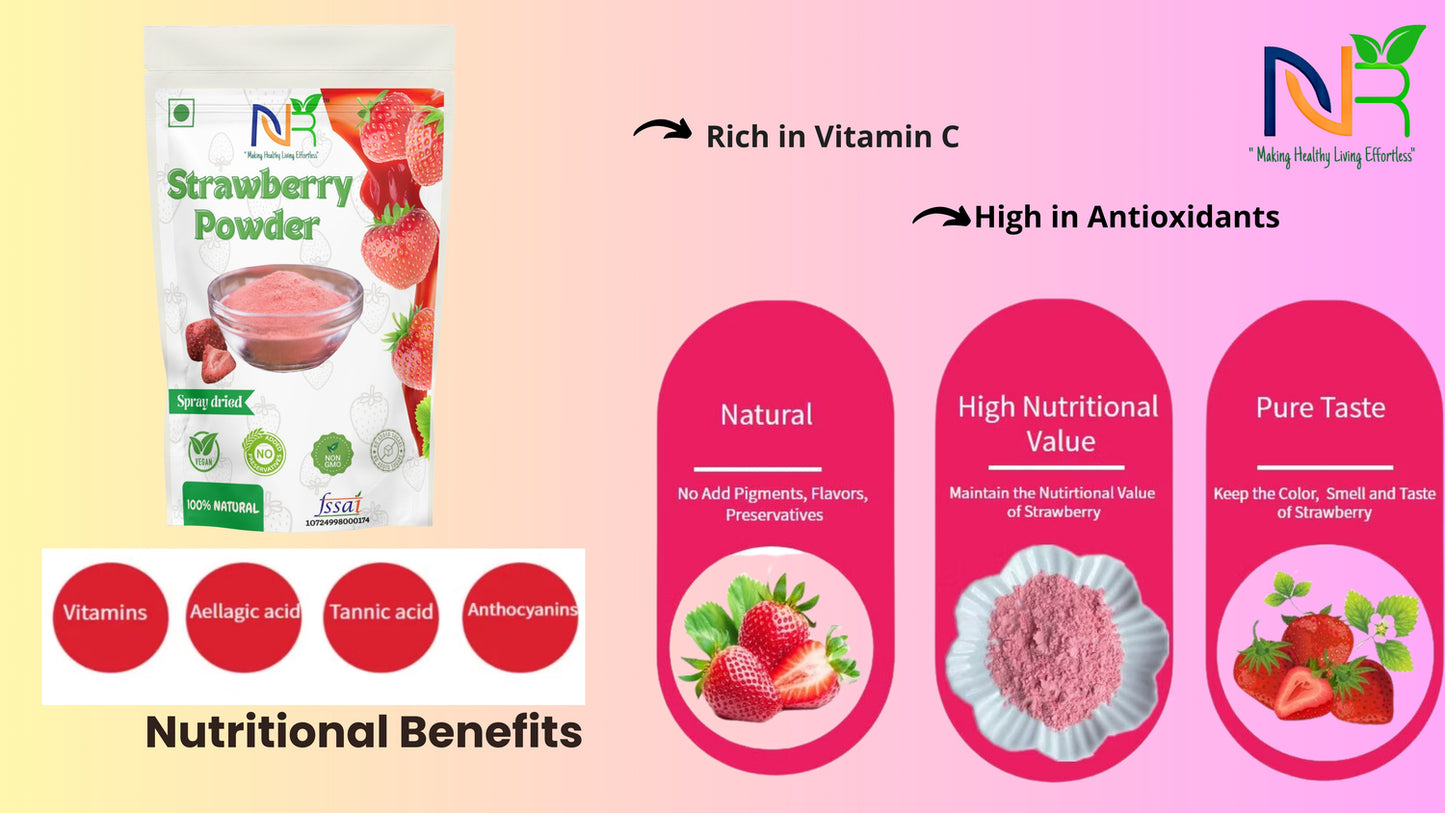 Strawberry juice Powder (200.0 Gram), Instant Soluble, Natural