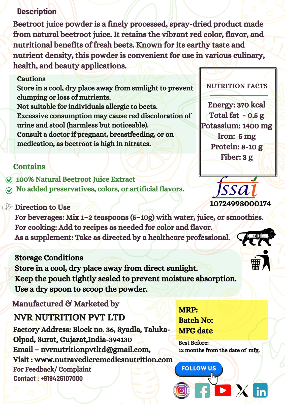Beetroot Juice Powder 200.0 Gram
