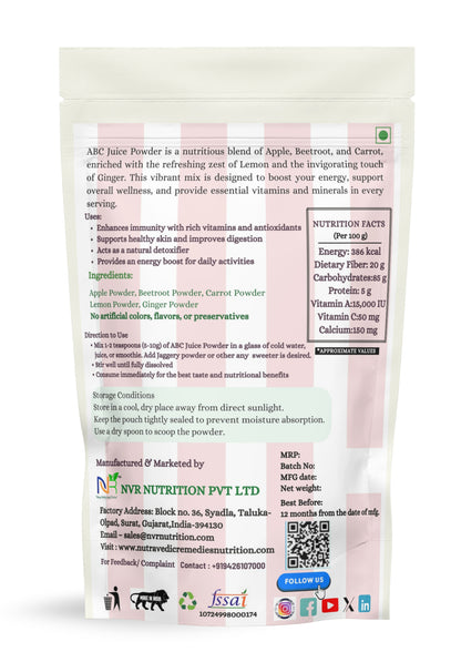 ABC Juice Powder (200.0 Gram), Apple Beetroot Carrot Detox Drink Mix with Lemon and Ginger