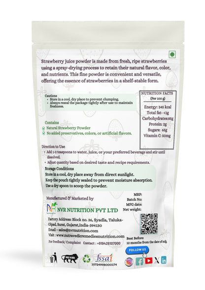 Strawberry juice Powder (200.0 Gram), Instant Soluble, Natural